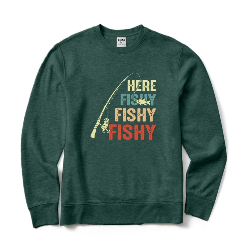 Vintage Fishing Rod Here Fishy Fishy Crewneck Sweatshirt