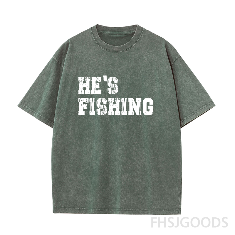 He's Fishing Unisex Distressed T-Shirt