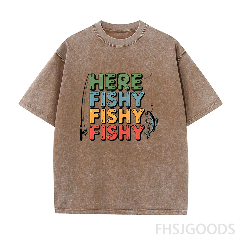 Here Fishy Fishy Fishy Unisex Distressed T-Shirt