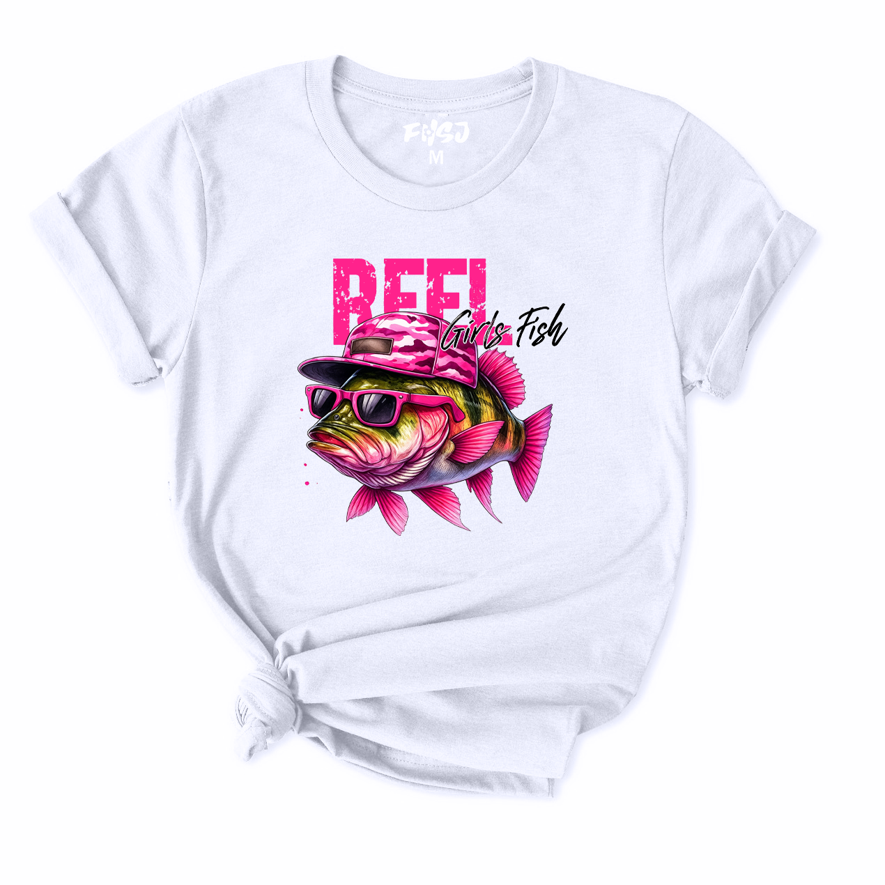 Reel Girls Fish Cool Bass With Sunglasses T-Shirt for Women