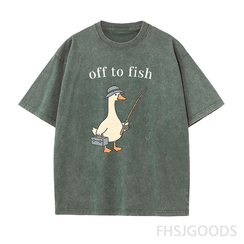 Off To Fish Goose Unisex Distressed T-Shirt