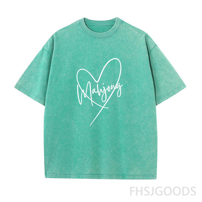 Mahjong Heart Unisex Distressed T-Shirt
