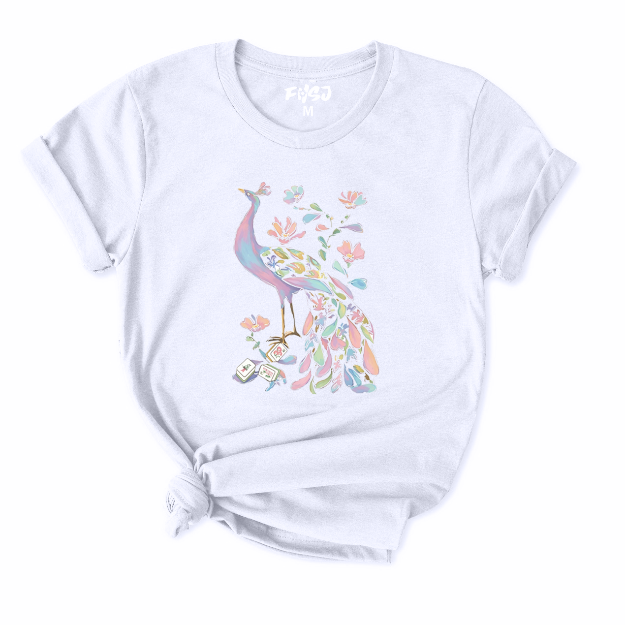 Pastel Peacock Mahjong T-Shirt for Women