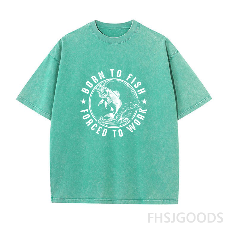 Born To Fish Forced To Work Unisex Distressed T-Shirt