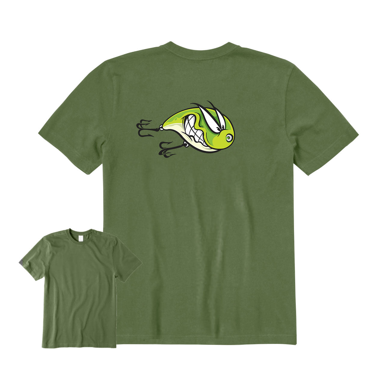 Angry Fishing Lure Back Graphic T-Shirt