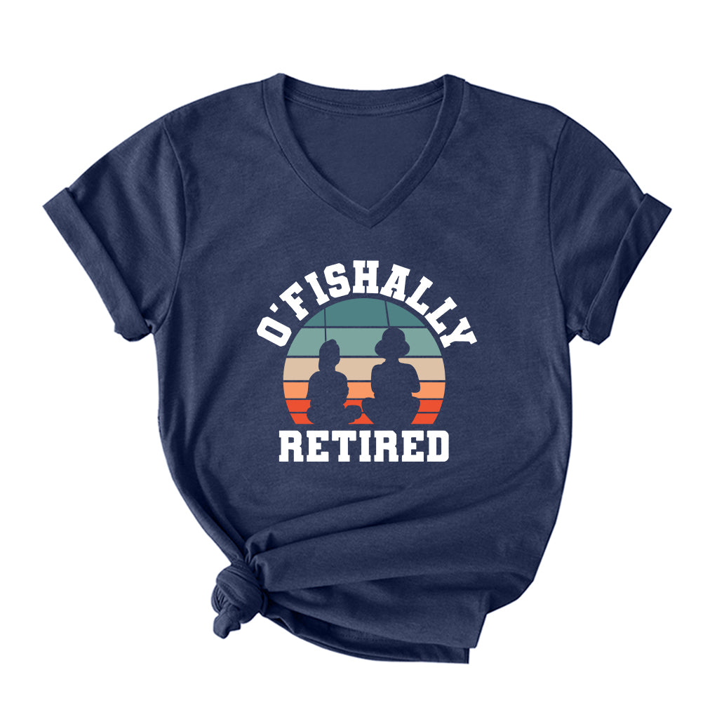 O'Fishally Retired V Neck T-Shirt for Women