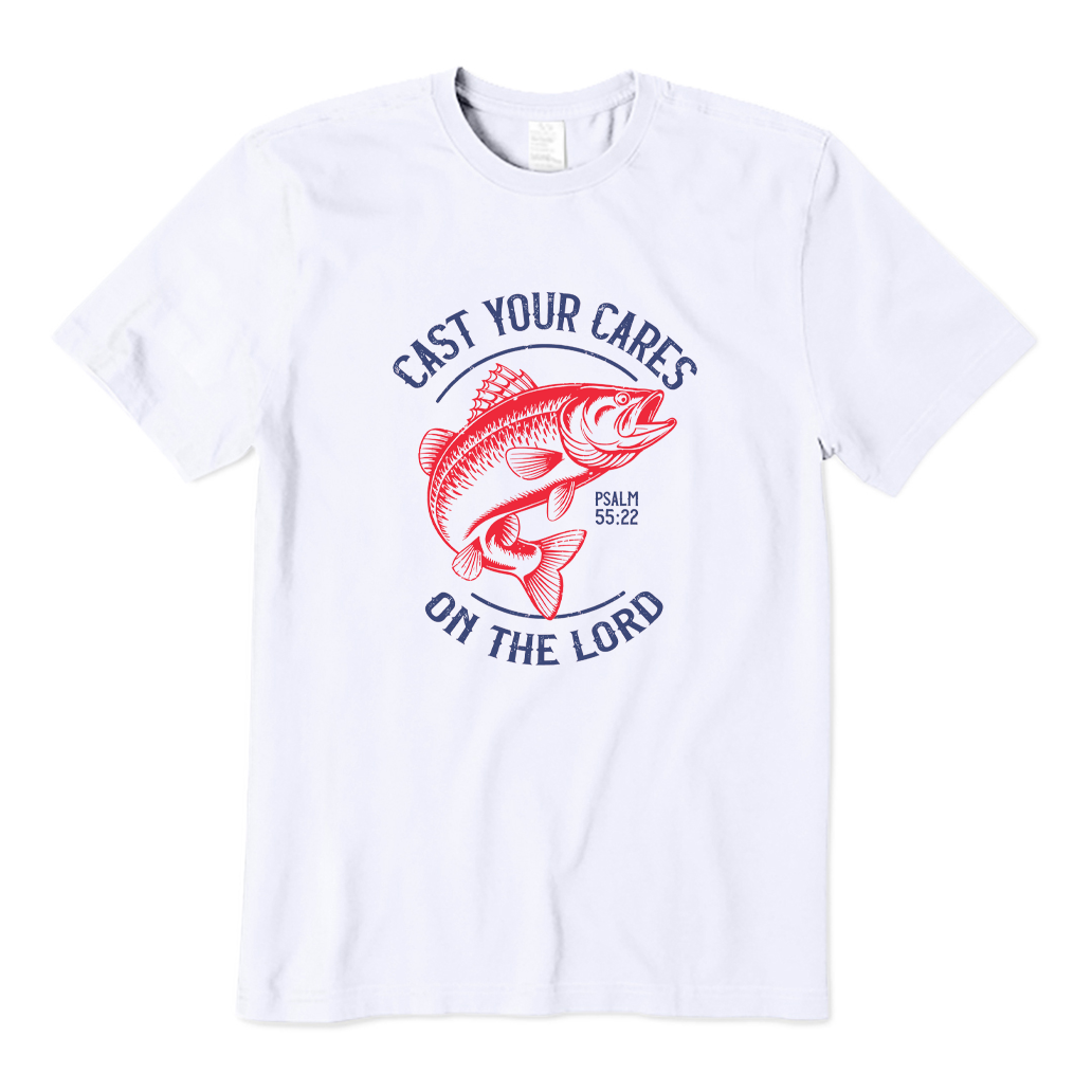 Cast Your Cares on The Lord Fishing T-shirt