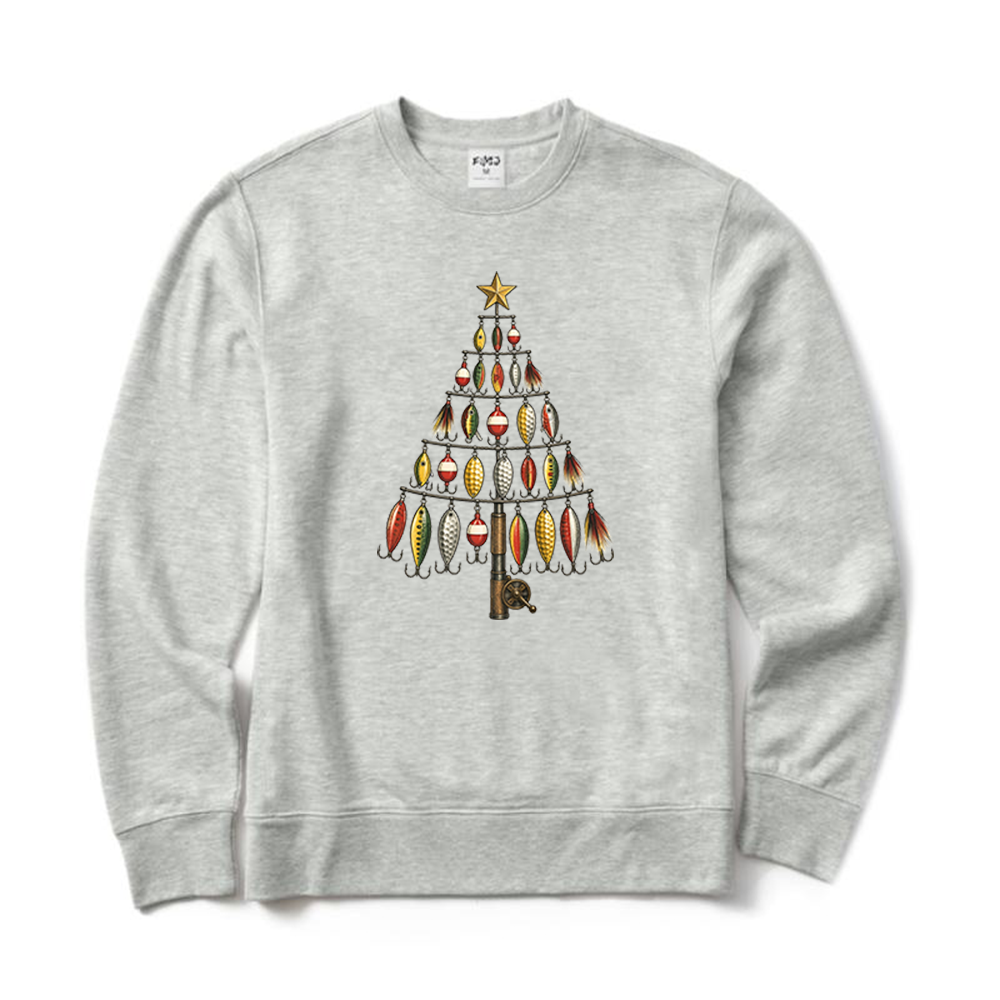 Fishing Lure Christmas Tree Fisherman Crewneck Sweatshirt