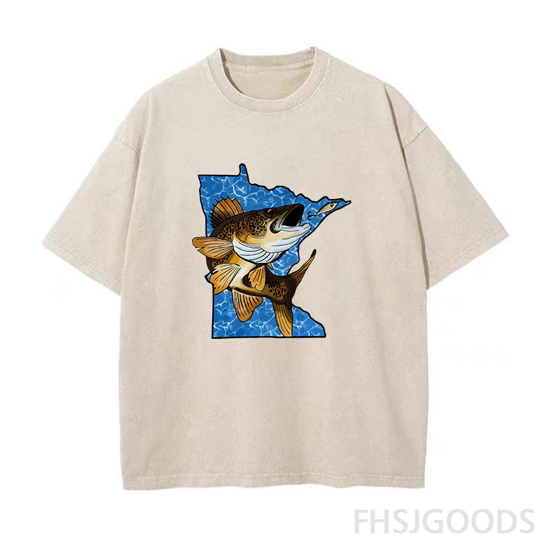 Walleye Fishing Unisex Distressed T-Shirt