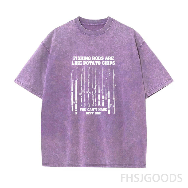 Fishing Rods Like Potato Chips Unisex Distressed T-Shirt
