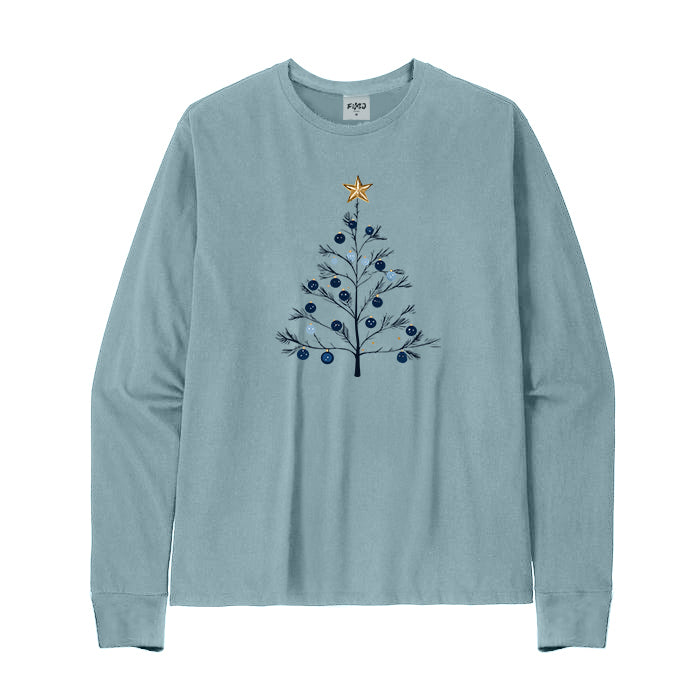 Blue Gold Christmas Tree Long Sleeve T-Shirt
