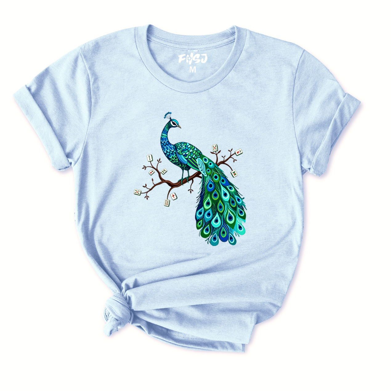 Mahjong Bird on Tile Branch T-Shirt for Women