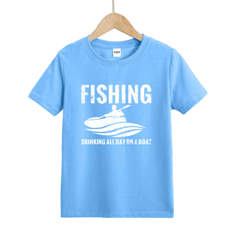 Fishing and Drinking All Day on A Boat Kids T-Shirt