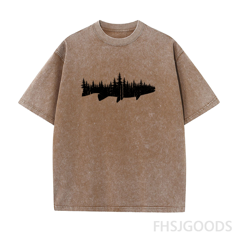 Fish Forest Landscape Unisex Distressed T-Shirt