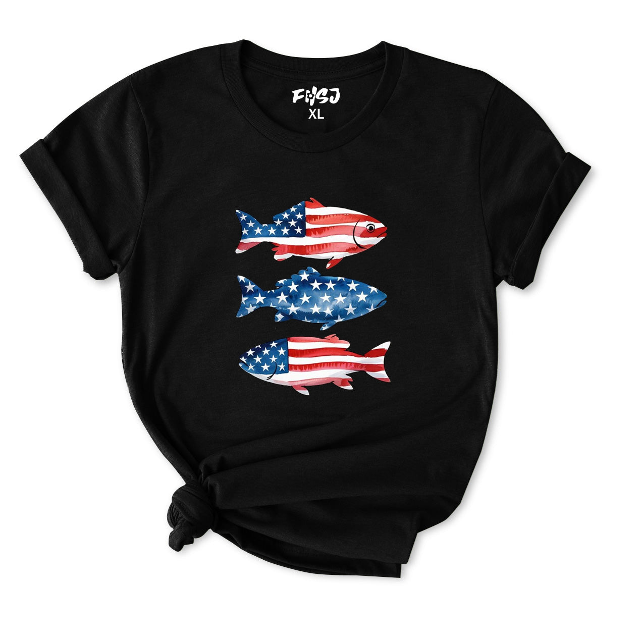 America Fish Flag T-Shirt for Women