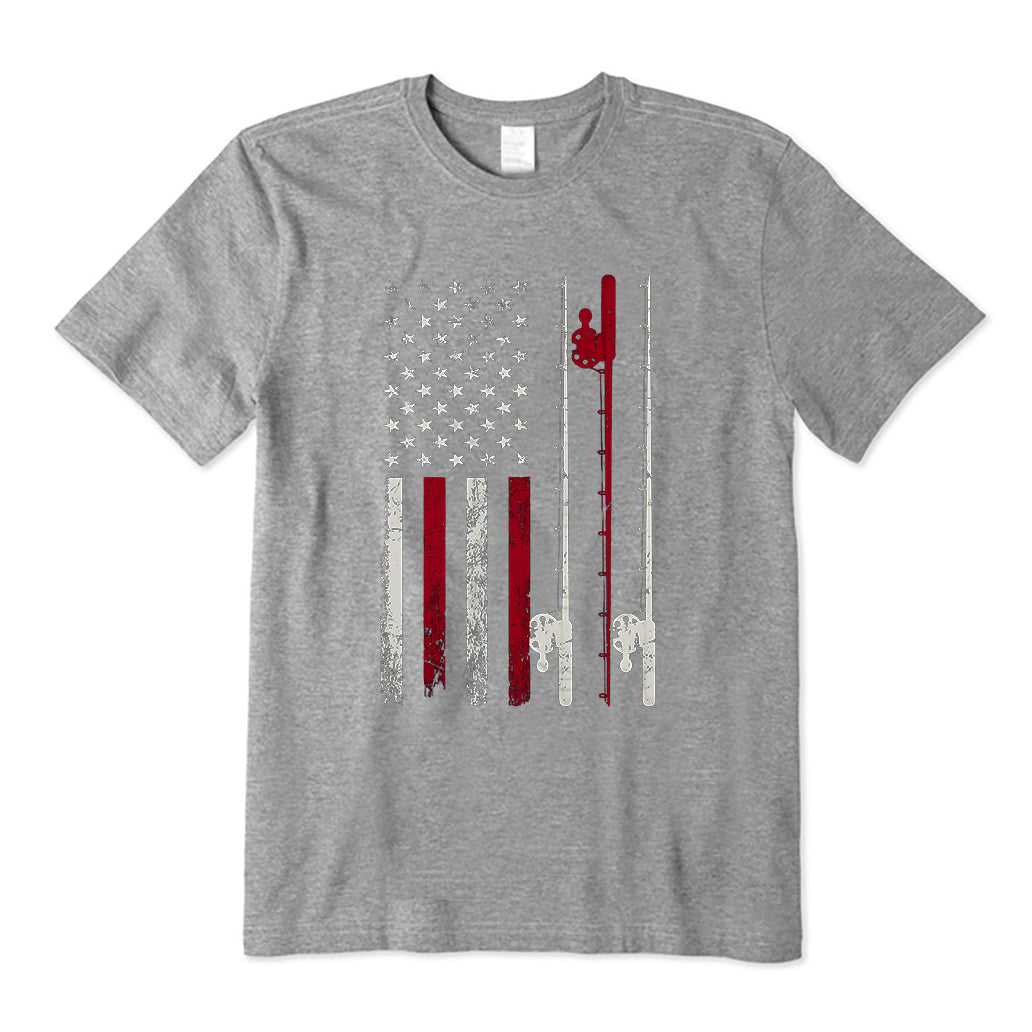 Fishing Rods American Flag T-Shirt