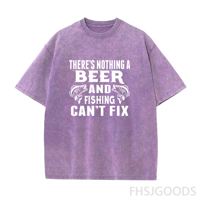 There's Nothing A Beer and Fishing Unisex Distressed T-Shirt