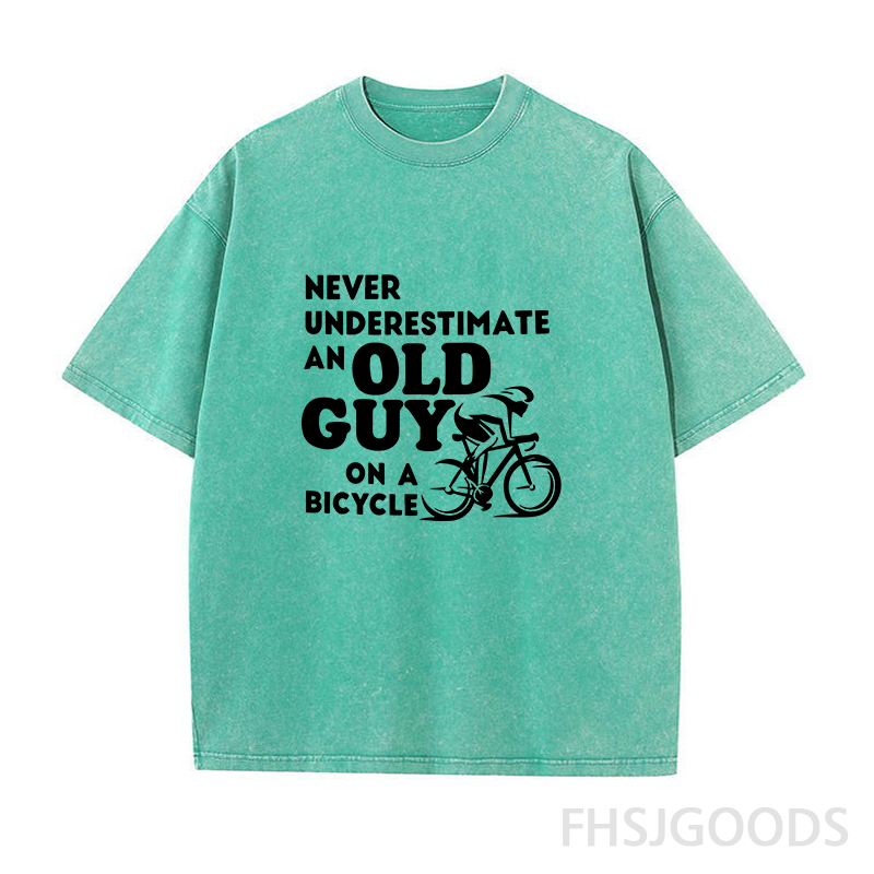 Never Underestimate An Old Guy on A Bicycle Unisex Distressed T-Shirt