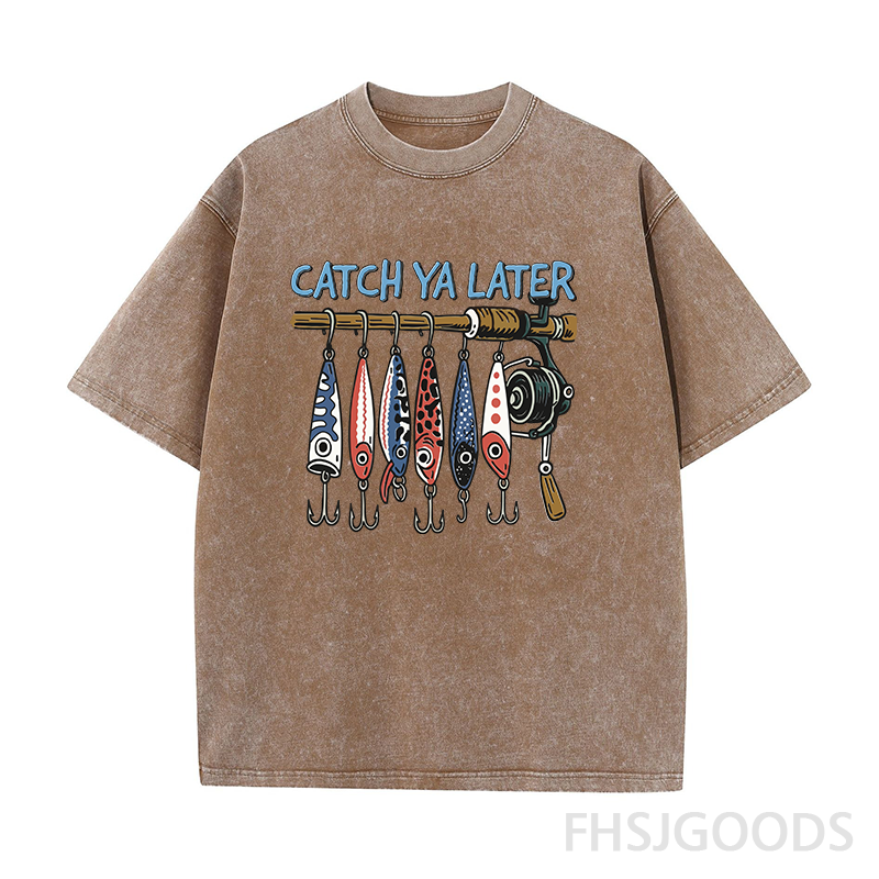 Catch Ya Later Fishing Unisex Distressed T-Shirt