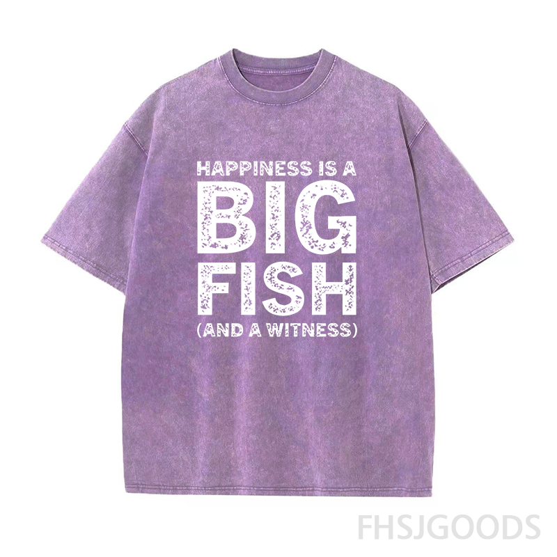Happiness Is A Big Fish Unisex Distressed T-Shirt