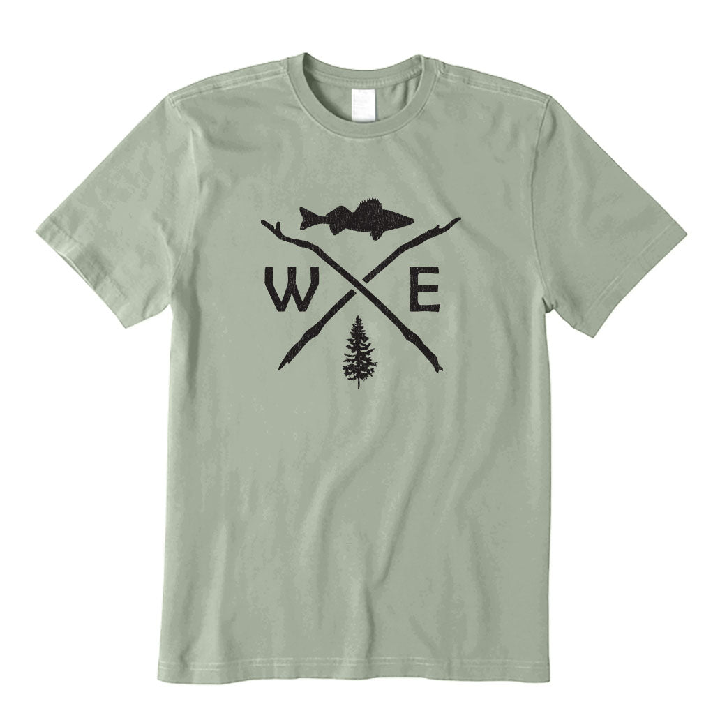 Walleye and Tree Fishing Compass T-Shirt