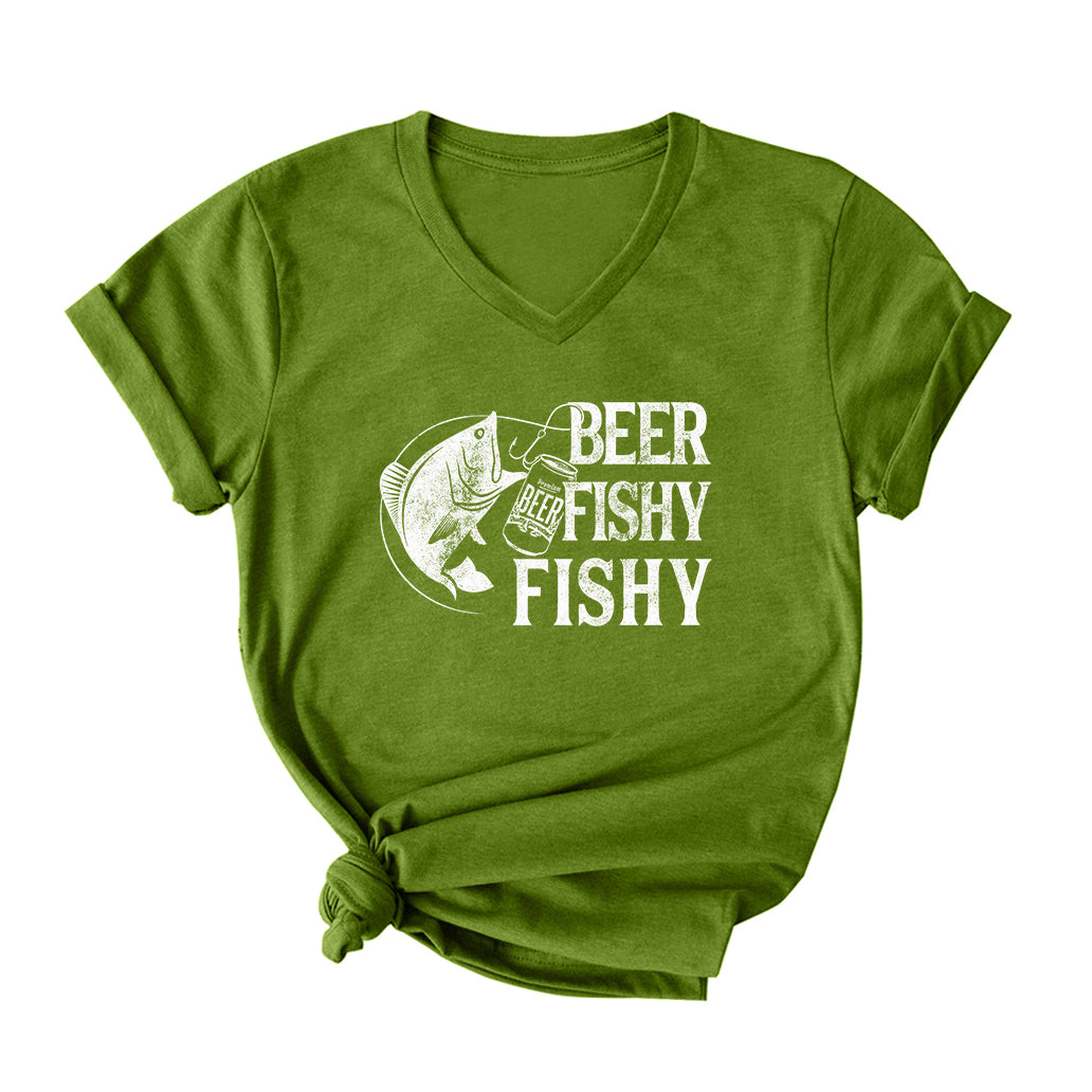BEER FISHY FISHY V Neck T-Shirt for Women
