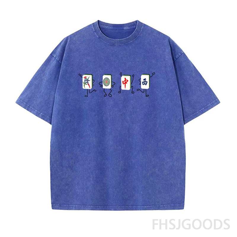 Funny Dancing Mahjong Unisex Distressed T-Shirt
