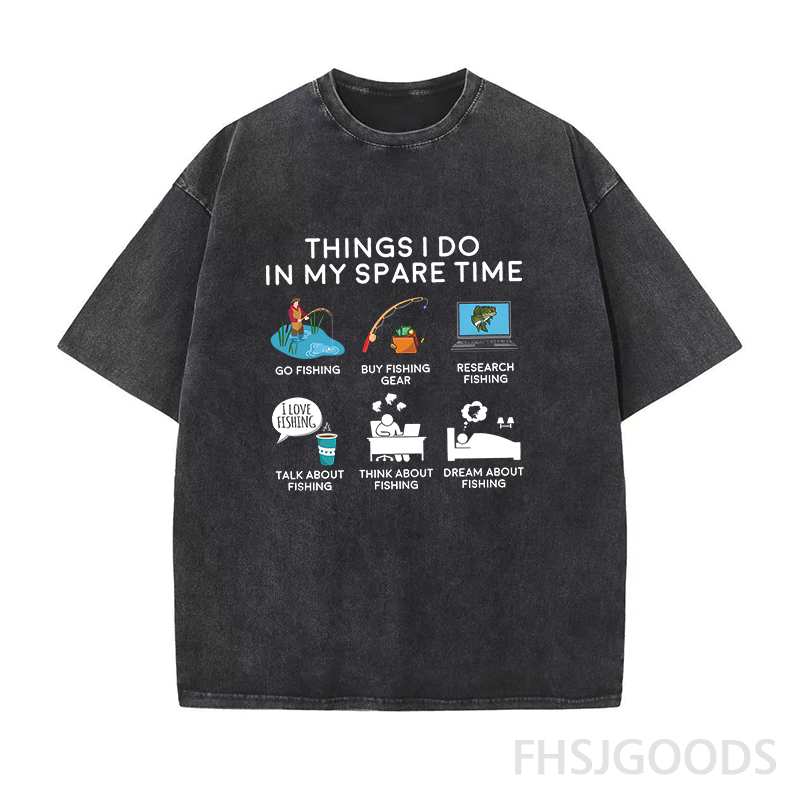 Fishing Things I Do In My Spare Time Unisex Distressed T-Shirt