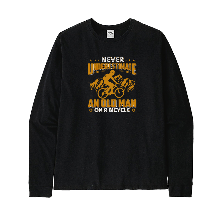 Never Underestimate An Old Man on A Bicycle Long Sleeve T-Shirt