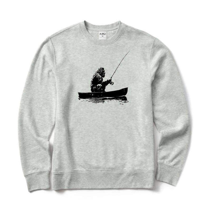 Bigfoot Fishing on Boat Crewneck Sweatshirt