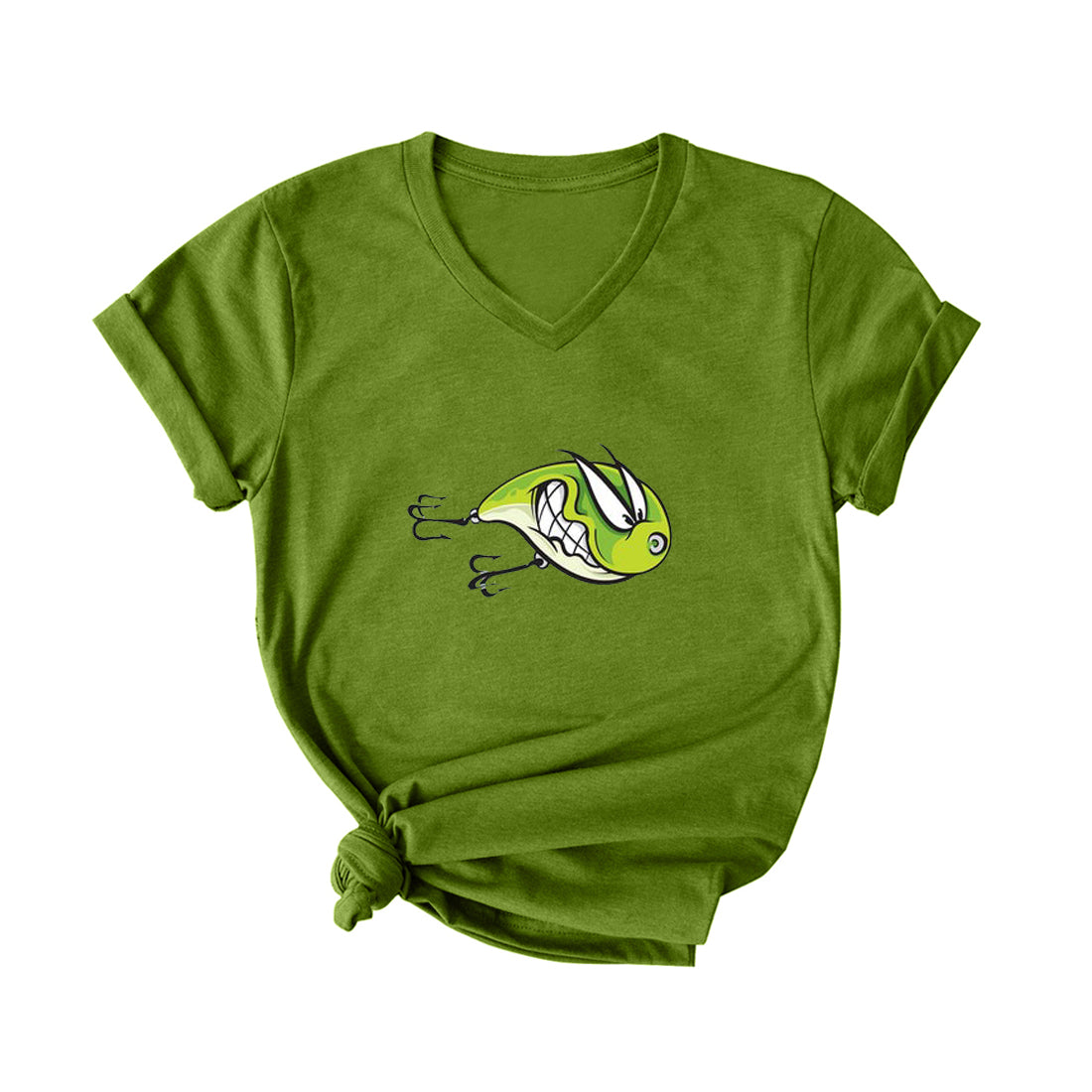 ANGRY FISHING LURE V Neck T-Shirt for Women