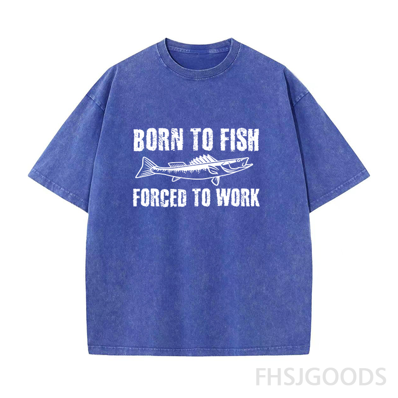 Born To Fish Forced To Work Unisex Distressed T-Shirt