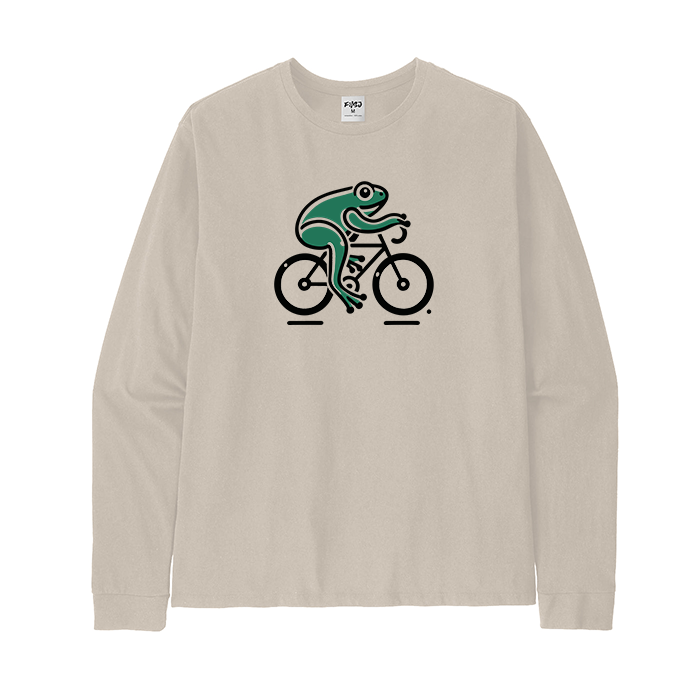 Green Frog on Bicycle Long Sleeve T-Shirt