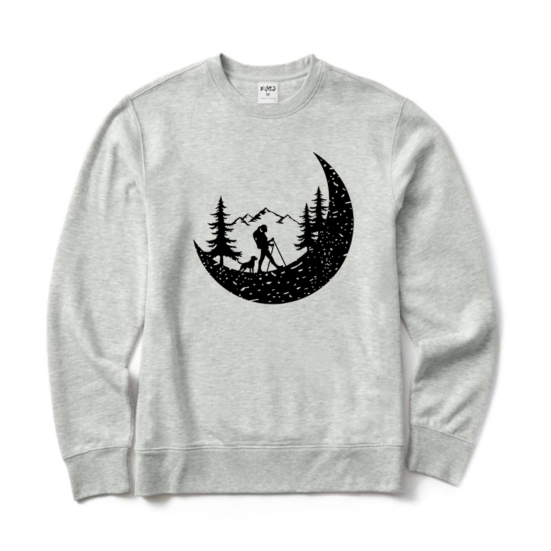 Hiker and Dog in The Mountains Crewneck Sweatshirt