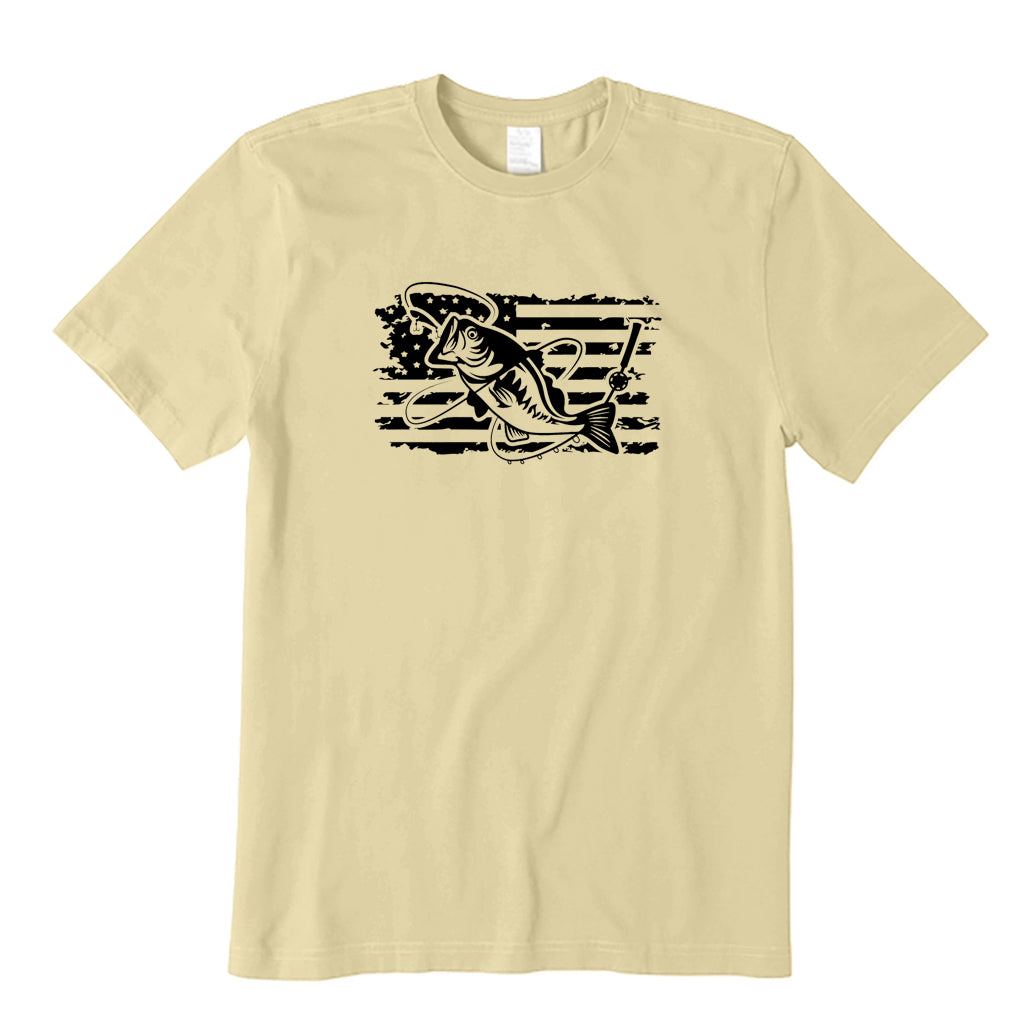 Bass Fishing American Flag T-Shirt