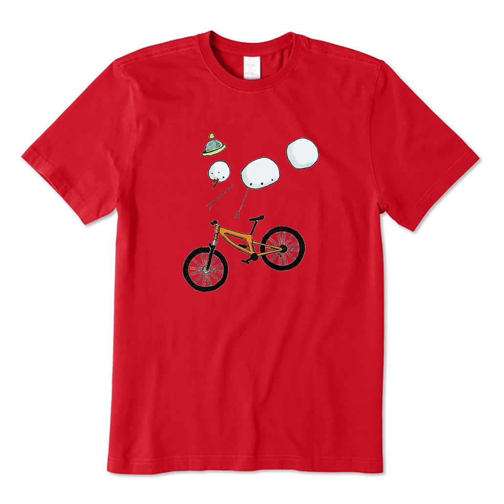 Snowman Mountain Bike Christmas T-Shirt