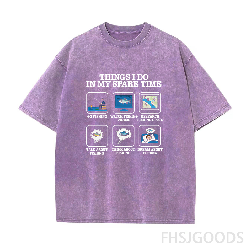 Things I Do in My Spare Time Funny Fishing Lover Unisex Distressed T-Shirt