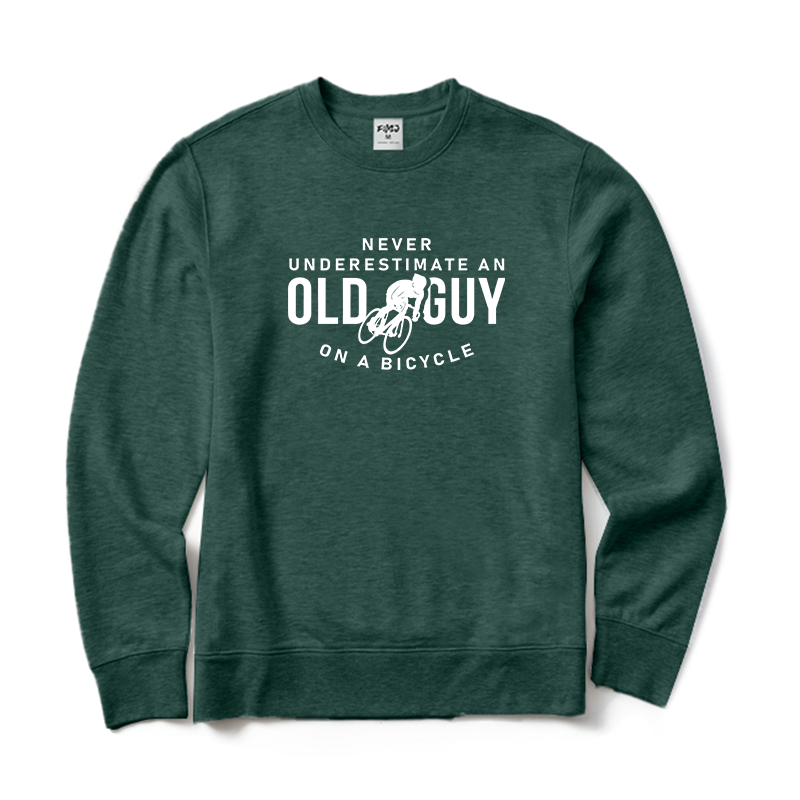 Never Underestimate An Old Guy on A Bicycle Crewneck Sweatshirt