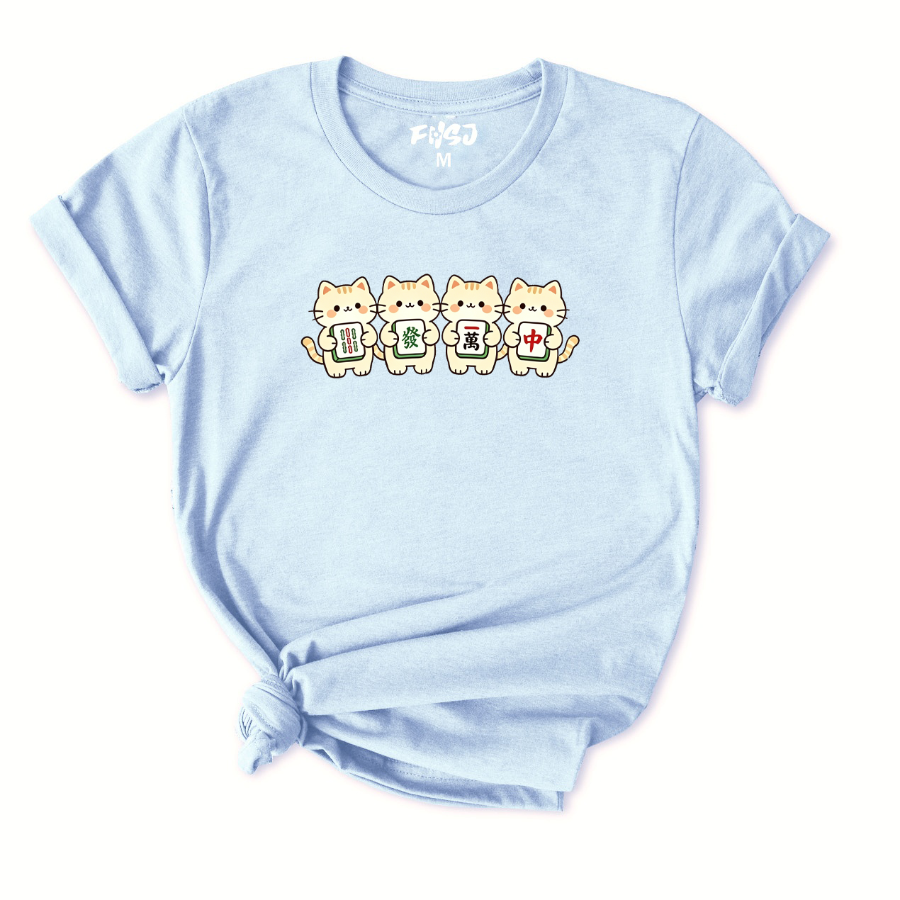 Cute Mahjong Cats T-Shirt for Women