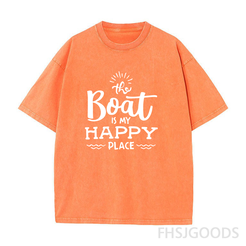The Boat Is My Happy Place Unisex Distressed T-Shirt