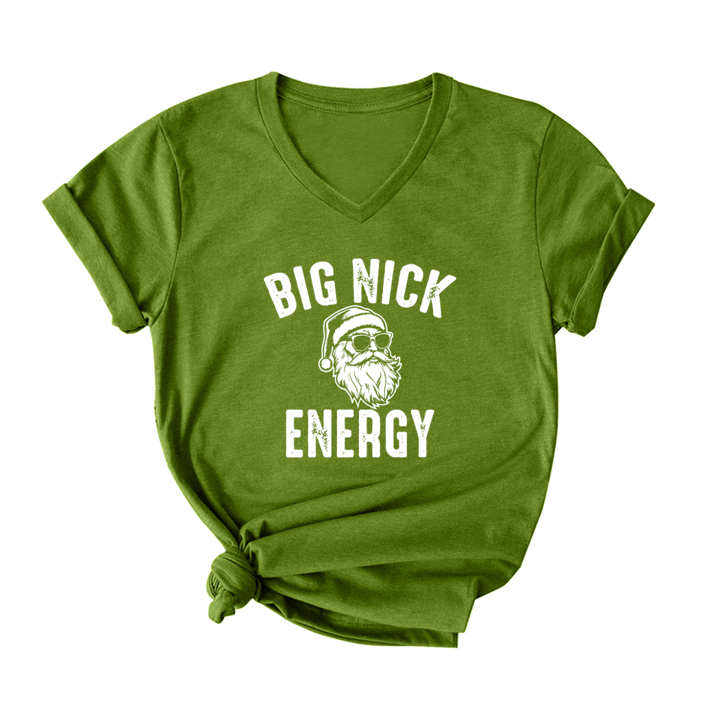 Big Nick Energy Santa V Neck T-Shirt for Women