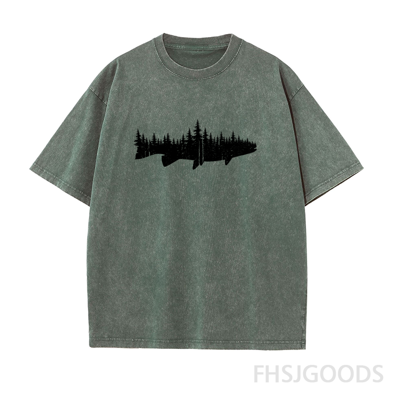 Fish Forest Landscape Unisex Distressed T-Shirt