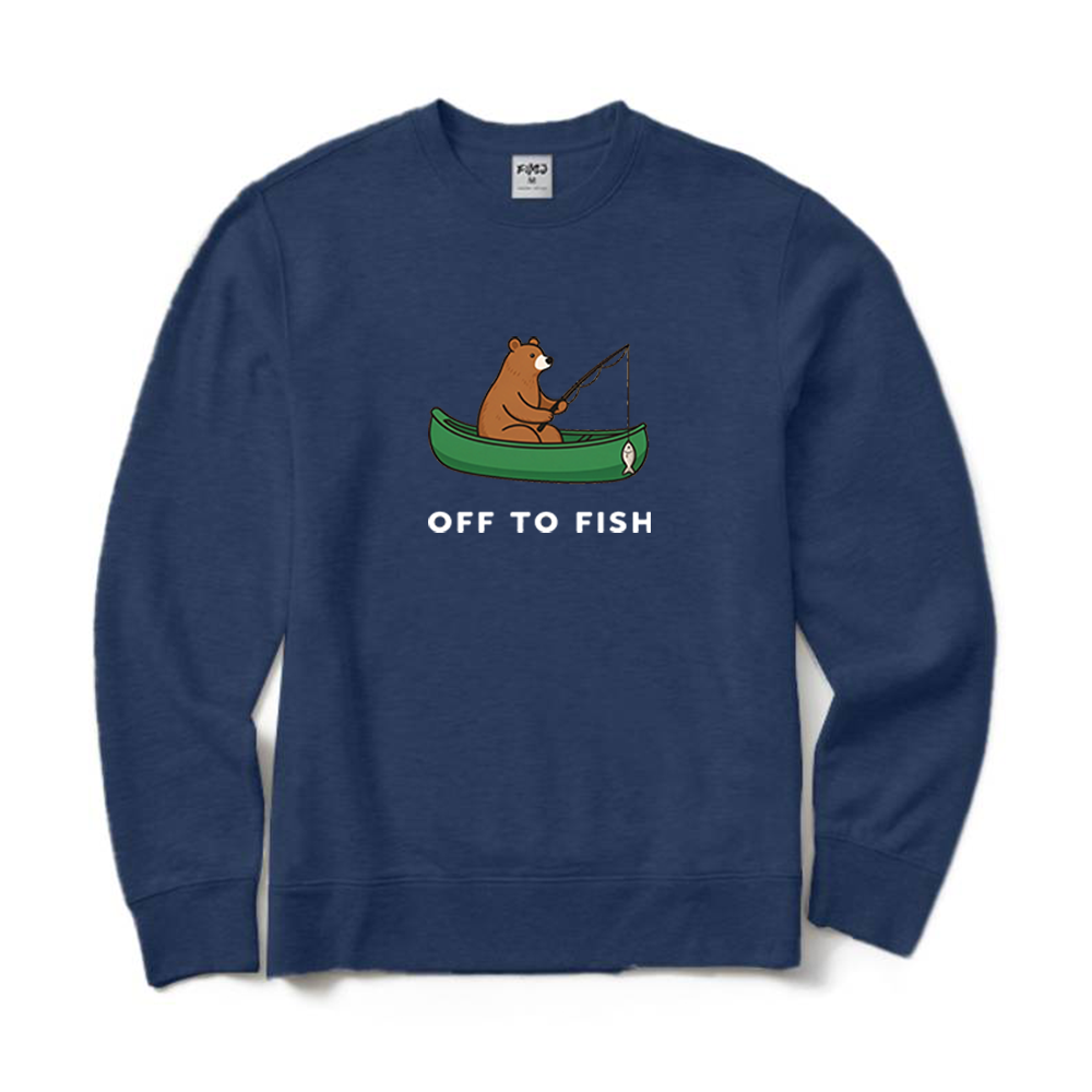 Bear Off To Fish Fishing Crewneck Sweatshirt