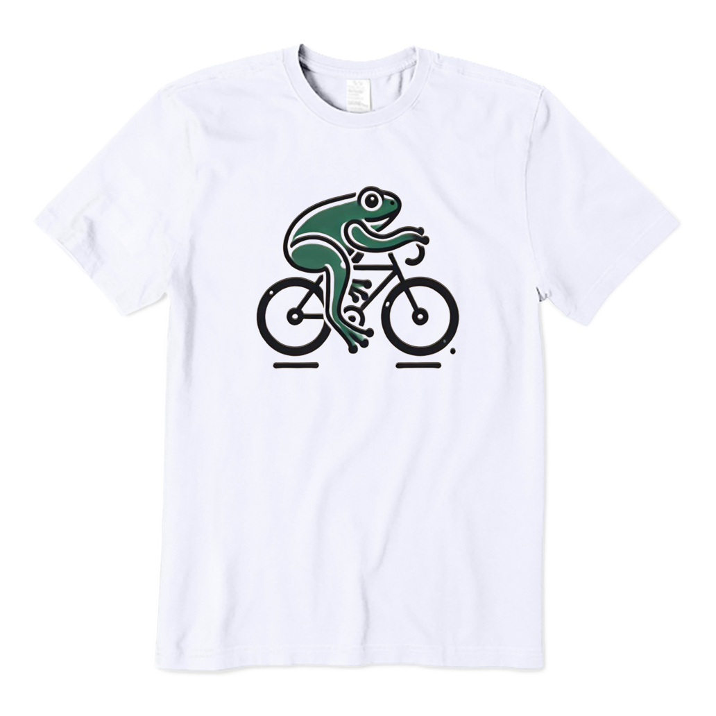 Green Frog on Bicycle T-Shirt