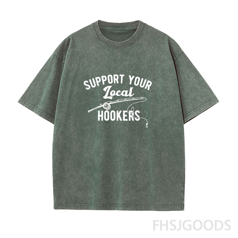 Support Your Local Hookers Unisex Distressed T-Shirt