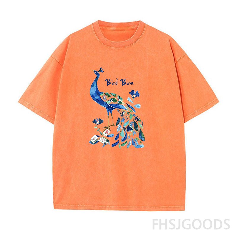 Bird Bam Mahjong Peacock Unisex Distressed T-Shirt