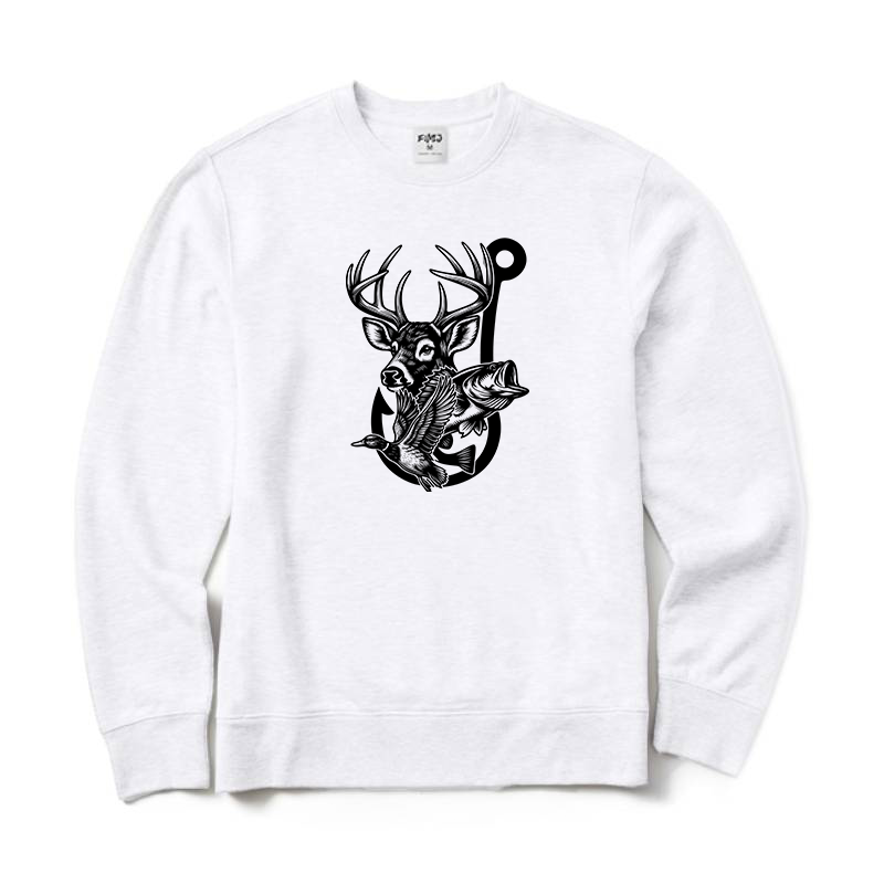 Deer Duck Fish Hook Crewneck Sweatshirt