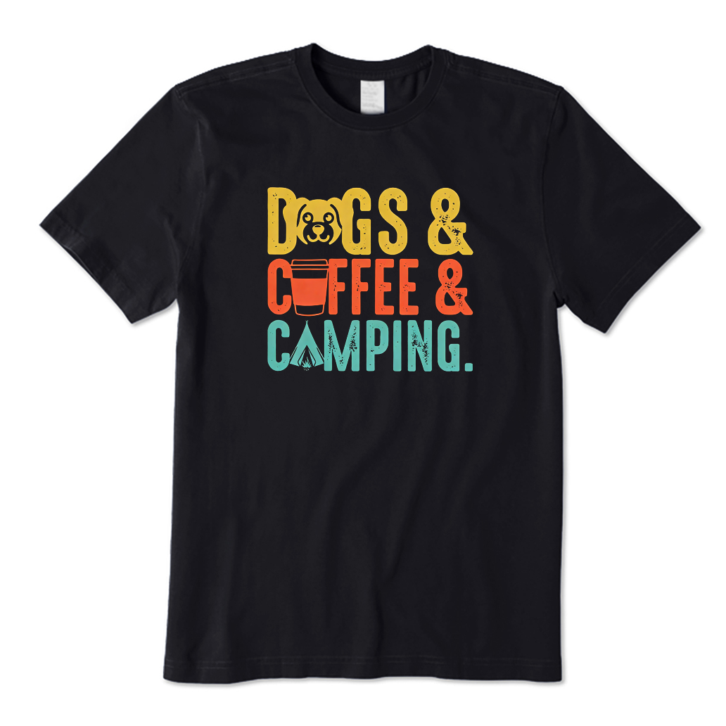 Dogs Coffee Camping T-shirt