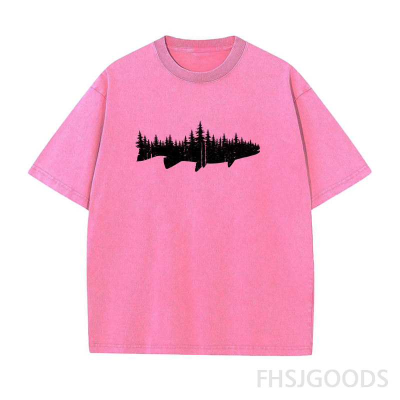 Fish Forest Landscape Unisex Distressed T-Shirt