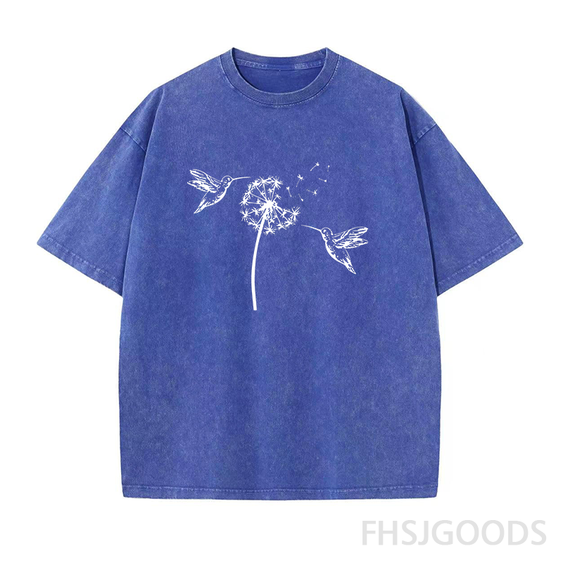 Dandelion & Hummingbirds Unisex Distressed T-Shirt